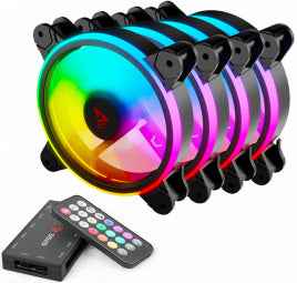 SAVIO FAN-01 Lot de 4 ventilateurs ARGB 120 mm avec contrôleur et télécommande
