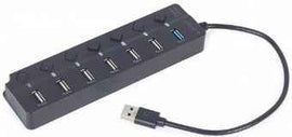 Clé USB Gembird 7 ports USB 3.1 avec commutateurs, noir