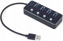 Hub USB 3.1 Gembird 4 ports avec commutateurs, noir