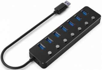 Hub USB 3.1 (Gen 1) 7 ports Gembird UHB-U3P7P-01 avec commutateurs, noir