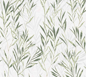 Papier peint floral Profhome 367123-GU papier peint intissé légèrement texturé avec des ornements floraux mat vert blanc 5,33 m2