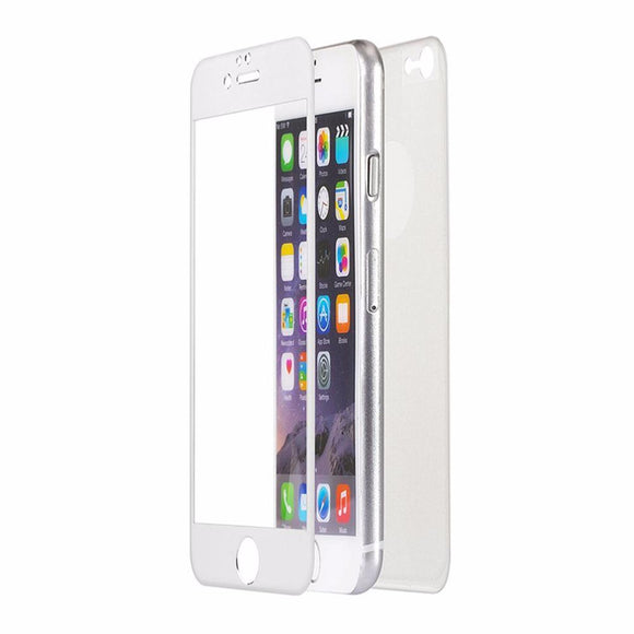 Protection d'ecran en verre trempé face avant + arrière en titane argent pour apple iphone 7 - Clicktofournisseur.com