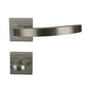 2 poignées de porte sur rosace ORION, Verrou de condamnation pour salle de bain/WC, Finition Inox 304 nickel mat