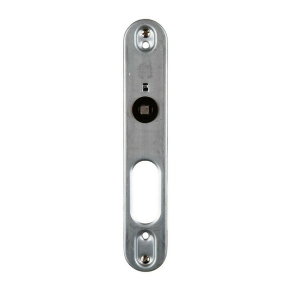 2 poignées de porte universelles Dualfit sur plaque carrée BRUNELLA, Trou de cylindre - entrée - bureau - service, Finition Acier blanc mat bi-entraxe 165-195