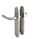 2 poignées de porte sur plaque RHAPSODIE, Sans trou pour pièce à vivre, Finition zamak nickel mat, Entraxe 165 mm