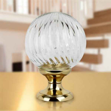 Boule de rampe haut de gamme BOWL CRISTAL – Laiton poli et cristal torsadé