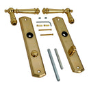 2 poignées de porte ATTILA, Verrou de condamnation pour salles de bain/WC, Finition laiton poli doré, Entraxe standard 195 mm