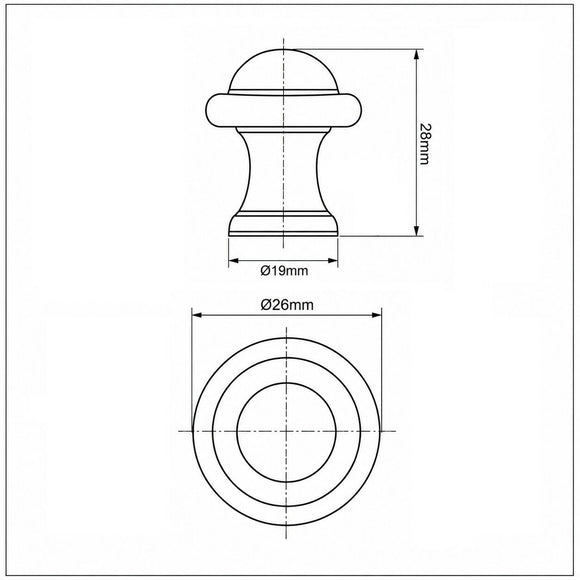 Schéma technique de Bouton de meuble PICCOLO, Finition laiton nickel mat