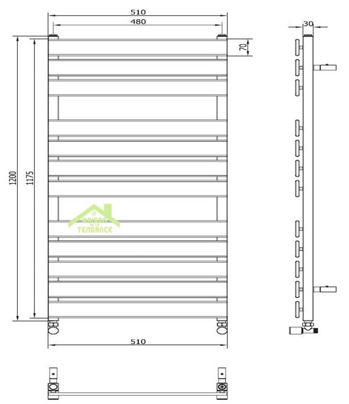 Radiateur sèche-serviette design vertical MARCELLA 51x120 cm en chrome clicktofournisseur.com