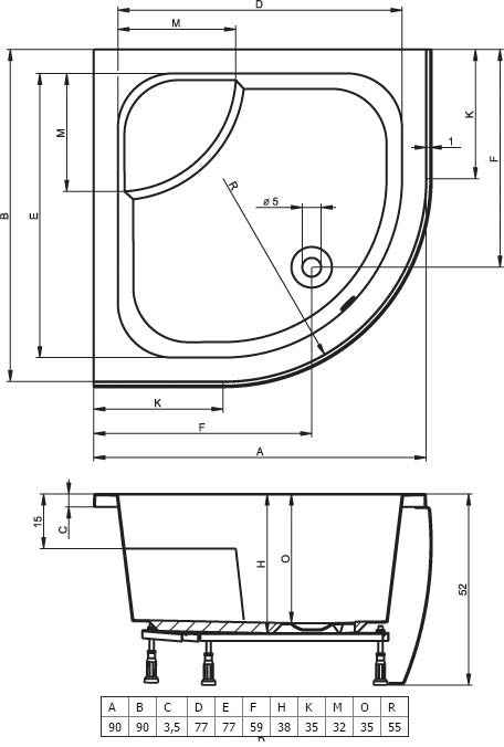 Receveur de douche acrylique quadrant avec assise RIHO 343 90x90x35cm clicktofournisseur.com