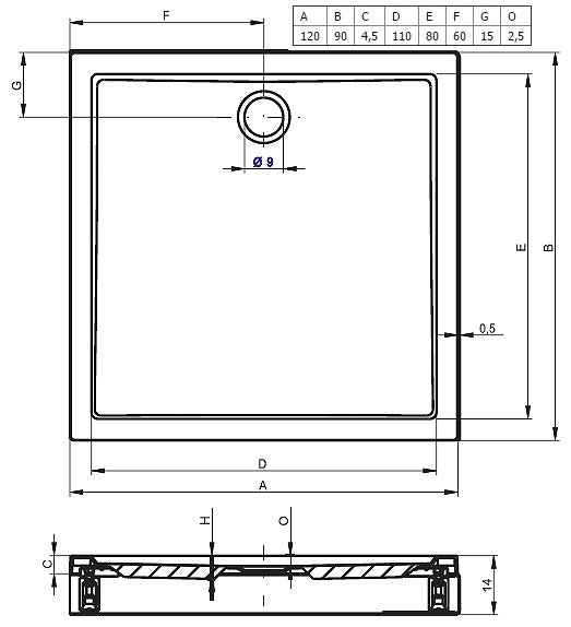 Receveur de douche acrylique rectangulaire riho davos 255 120x90x45 cm - Clicktofournisseur.com