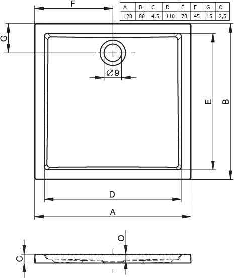 Receveur de douche acrylique rectangulaire riho zurich 274 80x120x45cm - Clicktofournisseur.com