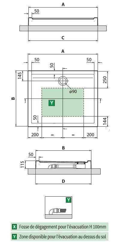 Receveur de douche carré NOVELLINI NEW OLYMPIC 100x100 cm clicktofournisseur.com