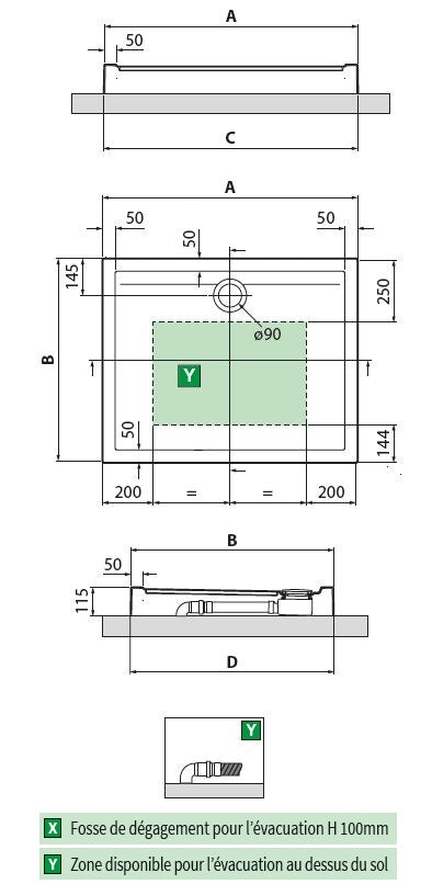 Receveur de douche carré NOVELLINI NEW OLYMPIC 100x80 cm clicktofournisseur.com