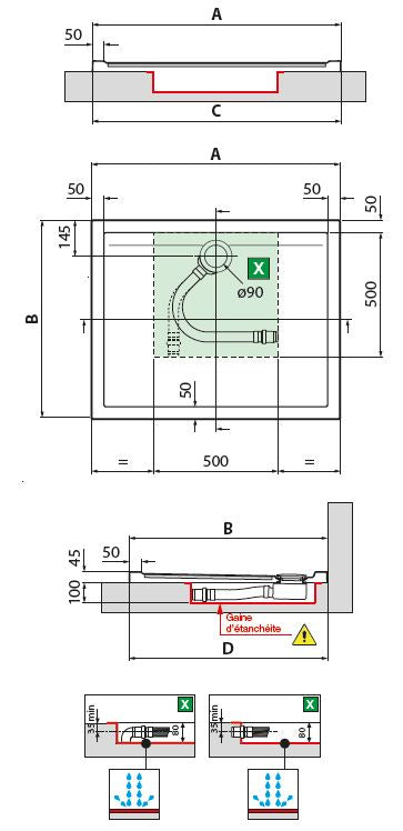 Receveur de douche carré NOVELLINI NEW OLYMPIC 100x80 cm clicktofournisseur.com