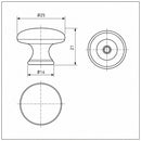 Schéma technique de Bouton de meuble CONVEXE, Finition zamak noir