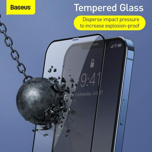 Baseus iPhone 12 mini 0,25 mm Plein écran Verre trempé (2 pièces) Noir (SGAPIPH54N-KC01)