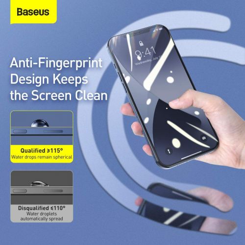 Baseus iPhone 12 mini 0,25 mm Plein écran Verre trempé (2 pièces) Noir (SGAPIPH54N-KC01)
