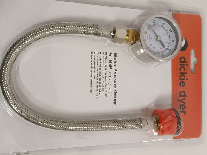 Ecost customer return Dickie Dyer Water Pressure Gauge 010 Bar 3/4" BSP Male Thread 884712