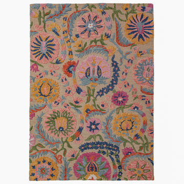 Tapis floral de salon, chambre et couloir pure laine RAMIA
