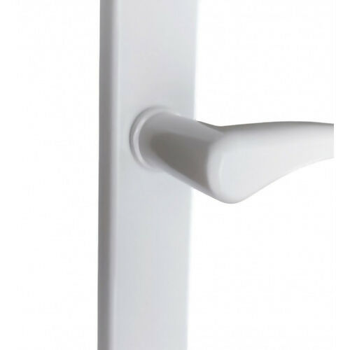 2 poignées de porte sur plaque EVA, Sans trou pour pièce à vivre, Finition aluminium blanc, Entraxe standard 195 mm
