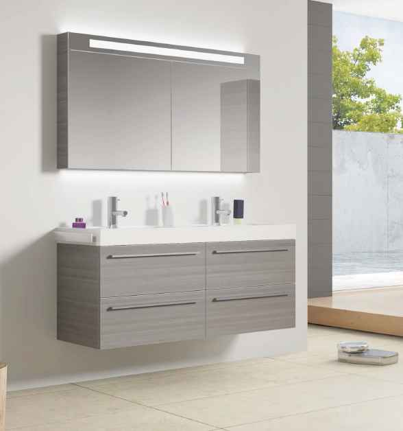 Sous meuble de lavabo RIHO BOLOGNA en bois laqué satiné mat 140X48x H 50,5 cm clicktofournisseur.com