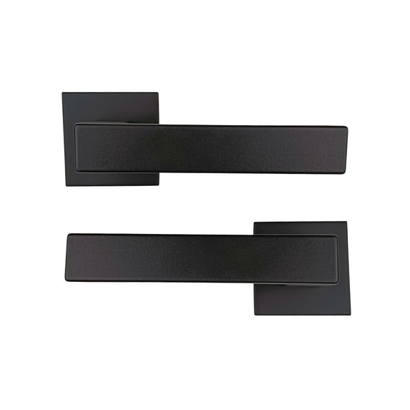 2 poignées de porte sur rosace LOFT, Entrée de clé pour chambre, Finition métal noir mat