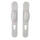 2 poignées de porte sur plaque CHIC, Trou de cylindre - entrée - bureau - service, Aluminium blanc RAL 9016, Entraxe 195 mm