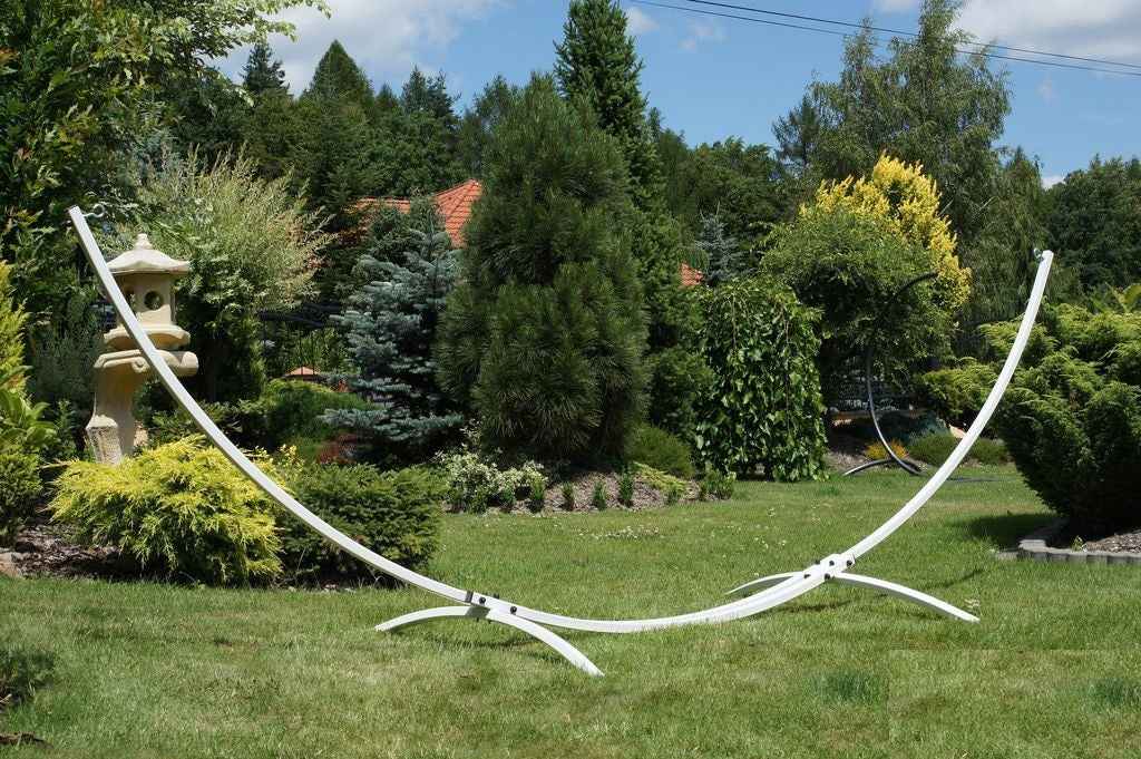 Support de hamac blanc en acier 350x125x120cm - Clicktofournisseur.com