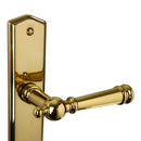 2 poignées de porte ATTILA, Entrée de clé pour chambre, Finition laiton poli doré, Entraxe standard 195 mm
