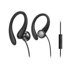 Promotion! Écouteurs intra-auriculaires sport PHILIPS avec contour d'oreille et microphone, noir