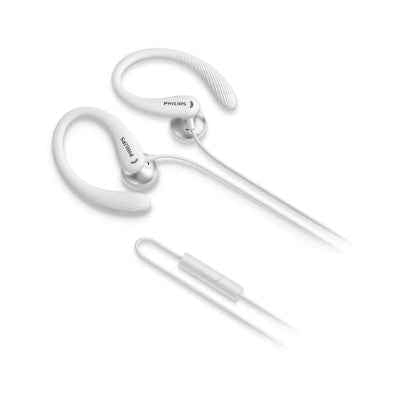 Akcija! PHILIPS In-Ear sporta austiņas ar cilpiņu un mikrofonu, baltas