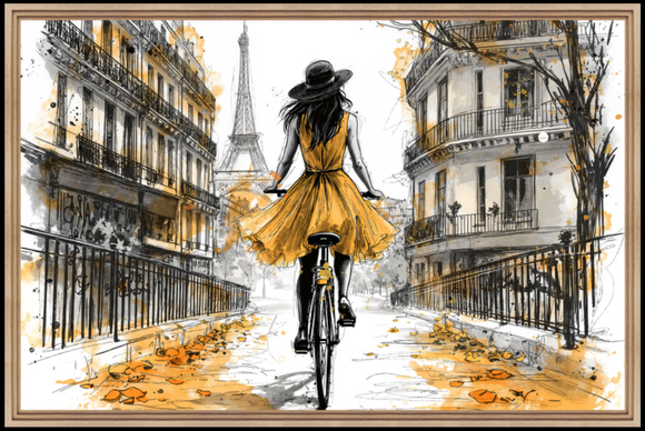 Tableau cadre en bois PARIS A VELO