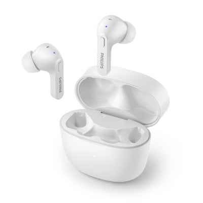 PHILIPS in-ear true bezvadu austiņas ar portatīvo uzlādes ietvaru, baltas
