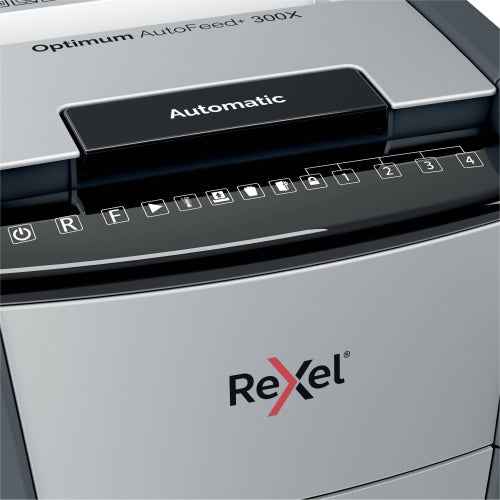 Rexel AutoFeed+ 300X Paper Shredder Cross shredding 4x25 mm P-4 60 L, 55 dB, Grey/Black