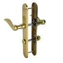 2 poignées de porte sur plaque AGATHE, Verrou de condamnation pour salle de bain/WC, Finition laiton poli, Entraxe standard 195 mm-4