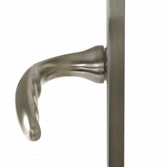 2 poignées de porte sur plaque CHAMBON, Verrou de condamnation pour salle de bain/WC, Finition aluminium nickel mat, Entraxe standard 195 mm