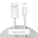 Baseus Lightning Simple Wisdom cable (2pcs/set) 2.4A 1.5m White (TZCALZJ-02)