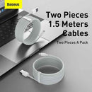 Baseus Lightning Simple Wisdom cable (2pcs/set) 2.4A 1.5m White (TZCALZJ-02)