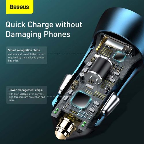 Baseus Golden Contactor Pro Car charger+ cable Lightning 1m