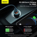 Chargeur de voiture baseus golden contactor pro + câble lightning 1 m