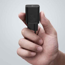 INCARCATOR retea Baseus Super Si, Quick Charge 20W, 1 x USB Type-C 5V/3A max, include cablu USB Type-C la Lightning Iphone 1m, alb "TZCCSUP-B02" (timbru verde 0.18 lei) - 6953156230064