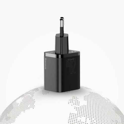 INCARCATOR retea Baseus Super Si, Quick Charge 20W, 1 x USB Type-C 5V/3A max, include cablu USB Type-C la Lightning Iphone 1m, alb "TZCCSUP-B02" (timbru verde 0.18 lei) - 6953156230064