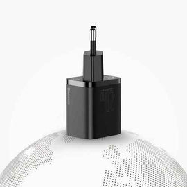 INCARCATOR retea Baseus Super Si, Quick Charge 20W, 1 x USB Type-C 5V/3A max, include cablu USB Type-C la Lightning Iphone 1m, alb "TZCCSUP-B02" (timbru verde 0.18 lei) - 6953156230064