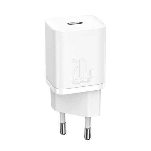 INCARCATOR retea Baseus Super Si, Quick Charge 20W, 1 x USB Type-C 5V/3A max, include cablu USB Type-C la Lightning Iphone 1m, alb "TZCCSUP-B02" (timbru verde 0.18 lei) - 6953156230064