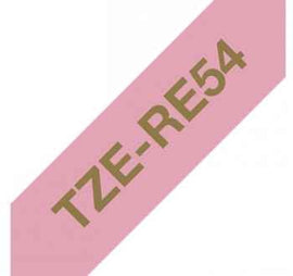Brother TZE-RE54 24mm Gold on pink satin (4m)