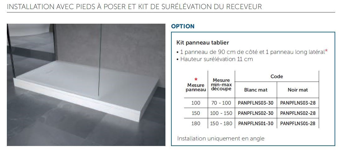 Tablier noir pour receveur de douche NOVELLINI NOVOSOLID 180x90 cm clicktofournisseur.com