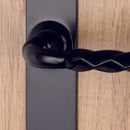 2 poignées de porte sur plaque NANTUA, Trou de cylindre - entrée - bureau, Finition aluminium noir, Entraxe standard 195 mm-2