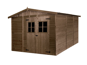 Abri de jardin en bois traité autoclave ep19mm surface utile 829m² 300x294x220 int007/ineksa