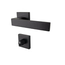 2 poignées de porte sur rosace LOFT, Verrou de condamnation pour salles de bain/WC Finition métal noir mat